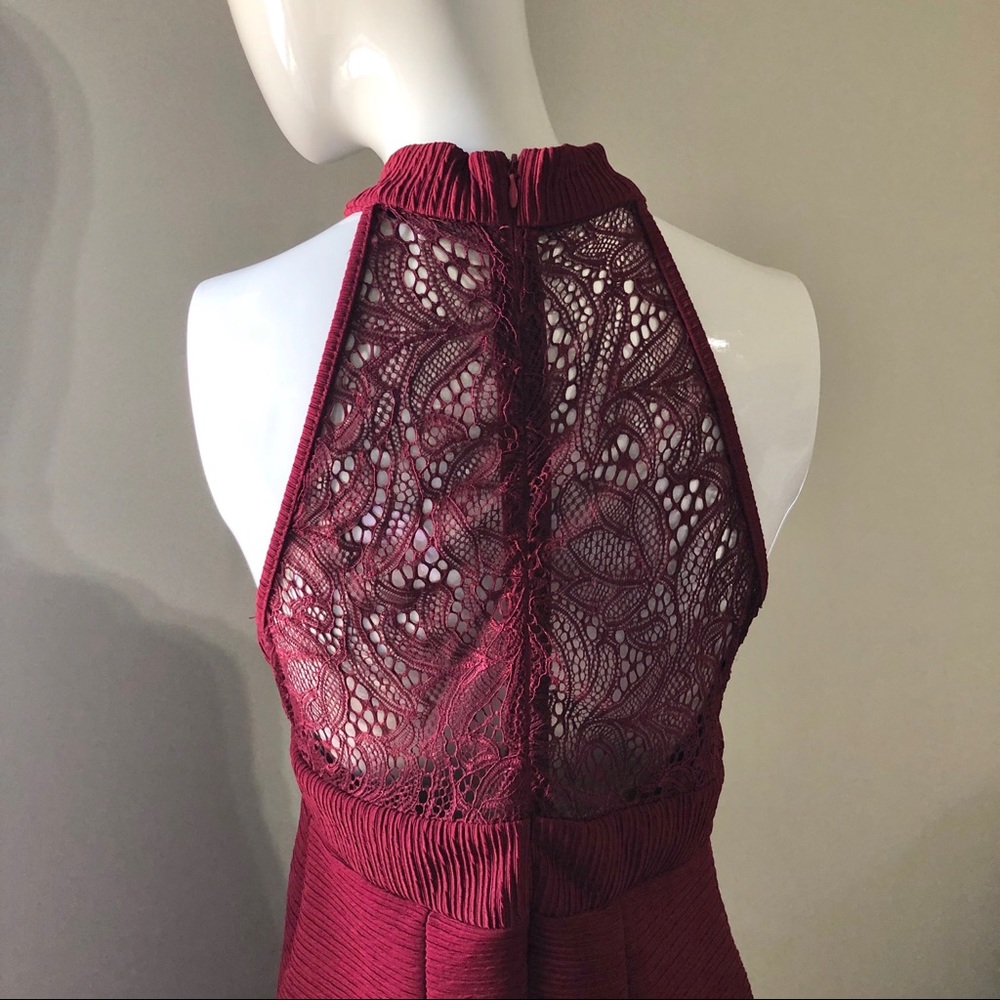 Red Wine Lace High Neck Dress L - Picture 9 of 14